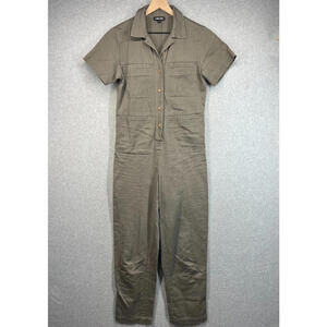 Ilana‎ Kohn Shortsleeve Cotton Jumpsuit Army Green Womens 6 Coverall NWOT